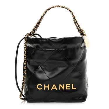 CHANEL Shiny Calfskin Quilted Mini Chanel 22 Black